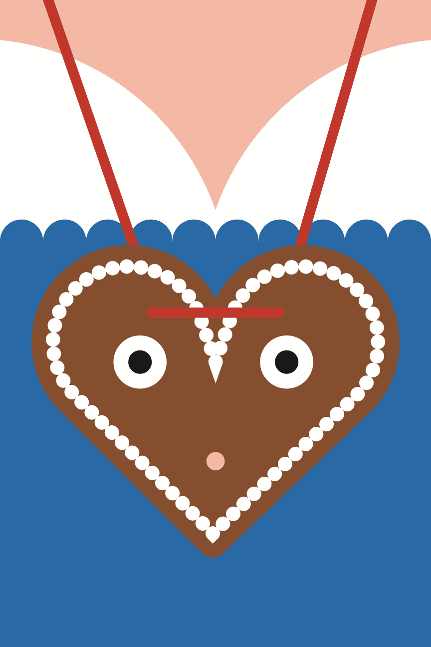 Gingerbread heart on a ribbon